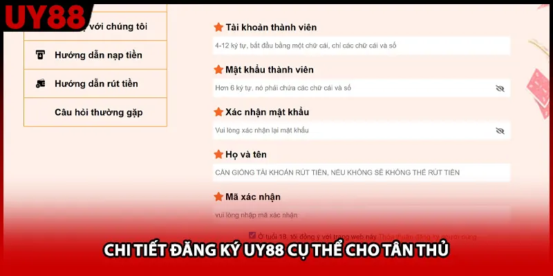 Chi tiết đăng ký UY88 cụ thể cho tân thủ