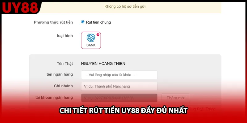Chi tiết rút tiền UY88 đầy đủ nhất
