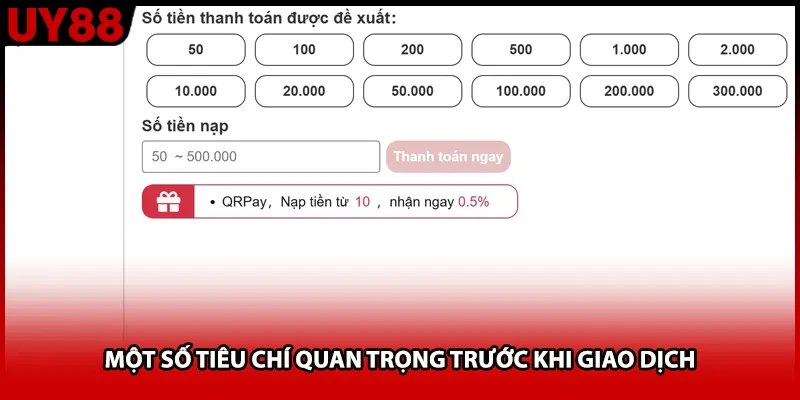 Một số tiêu chí quan trọng trước khi giao dịch